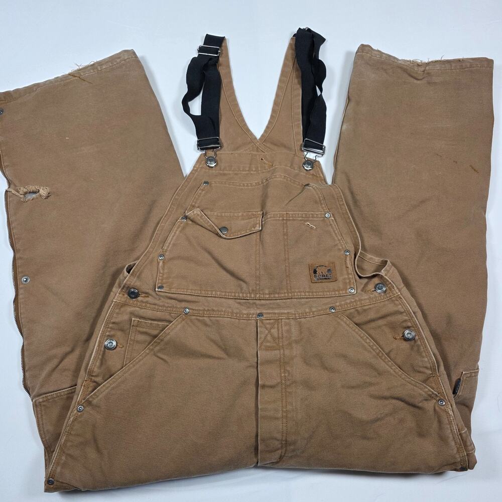 SOREL Work Wear Insulated Bib Overalls Mens M/Short Quilted Lined Work Pants